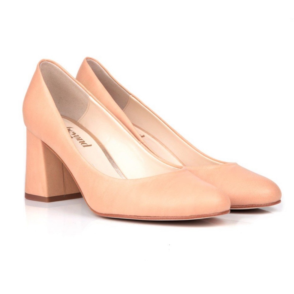 Beyond Skin Sally Tan Faux Leather Block Heel
